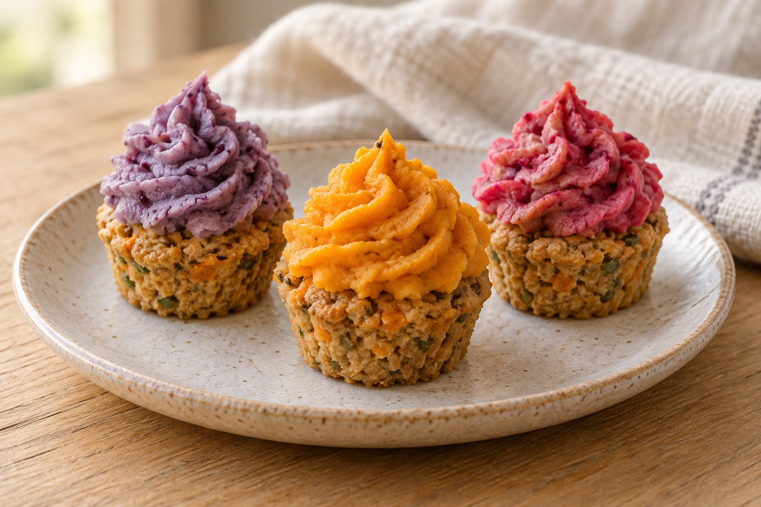 Cómo decorar cupcakes para perros con colores de frutas y verduras — imagen ilustrativa