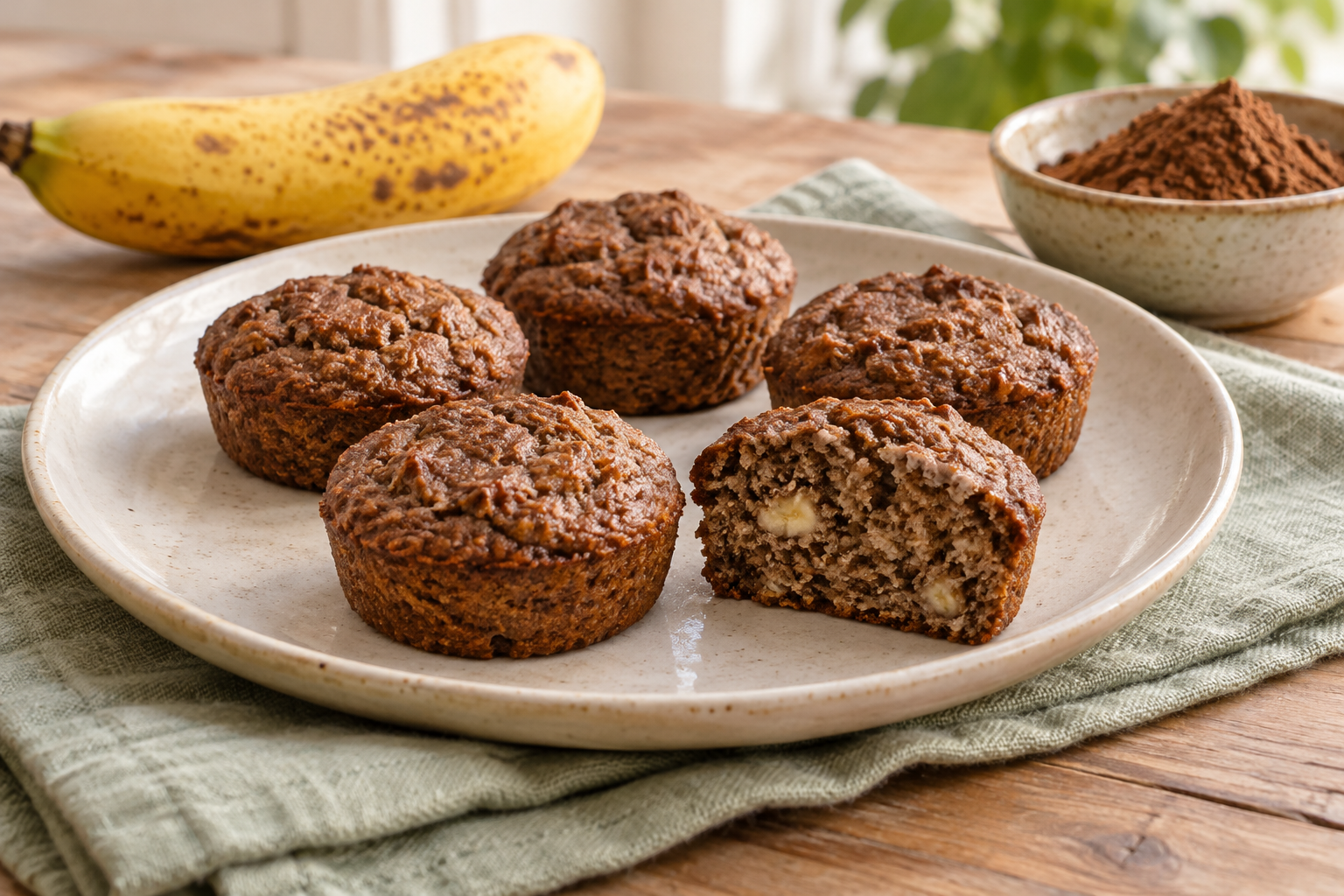 Muffins de plátano y algarroba para perros — ilustración creada con IA