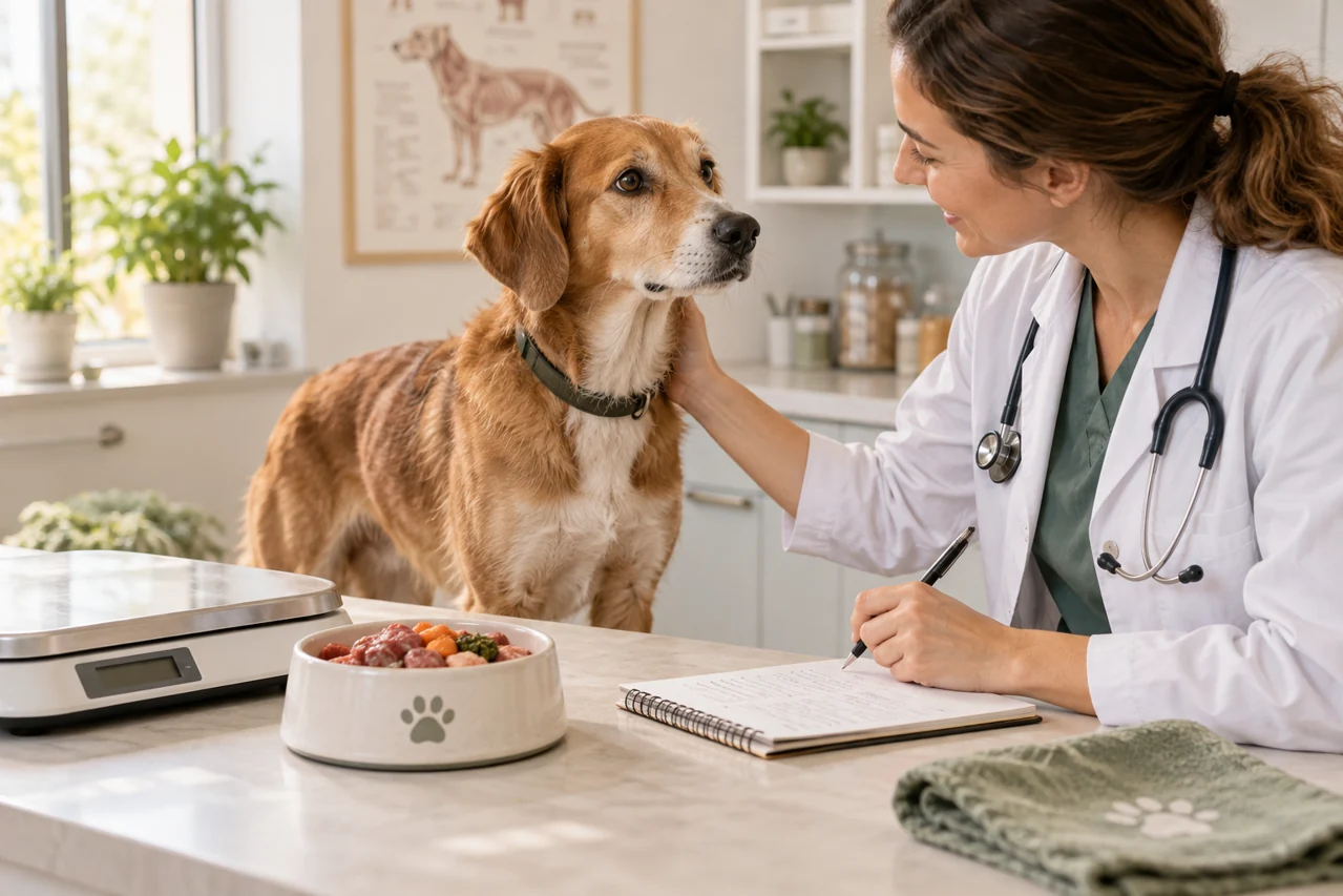 Perros desnutridos: c&oacute;mo abordar la recuperaci&oacute;n de peso &mdash; ilustraci&oacute;n creada con IA