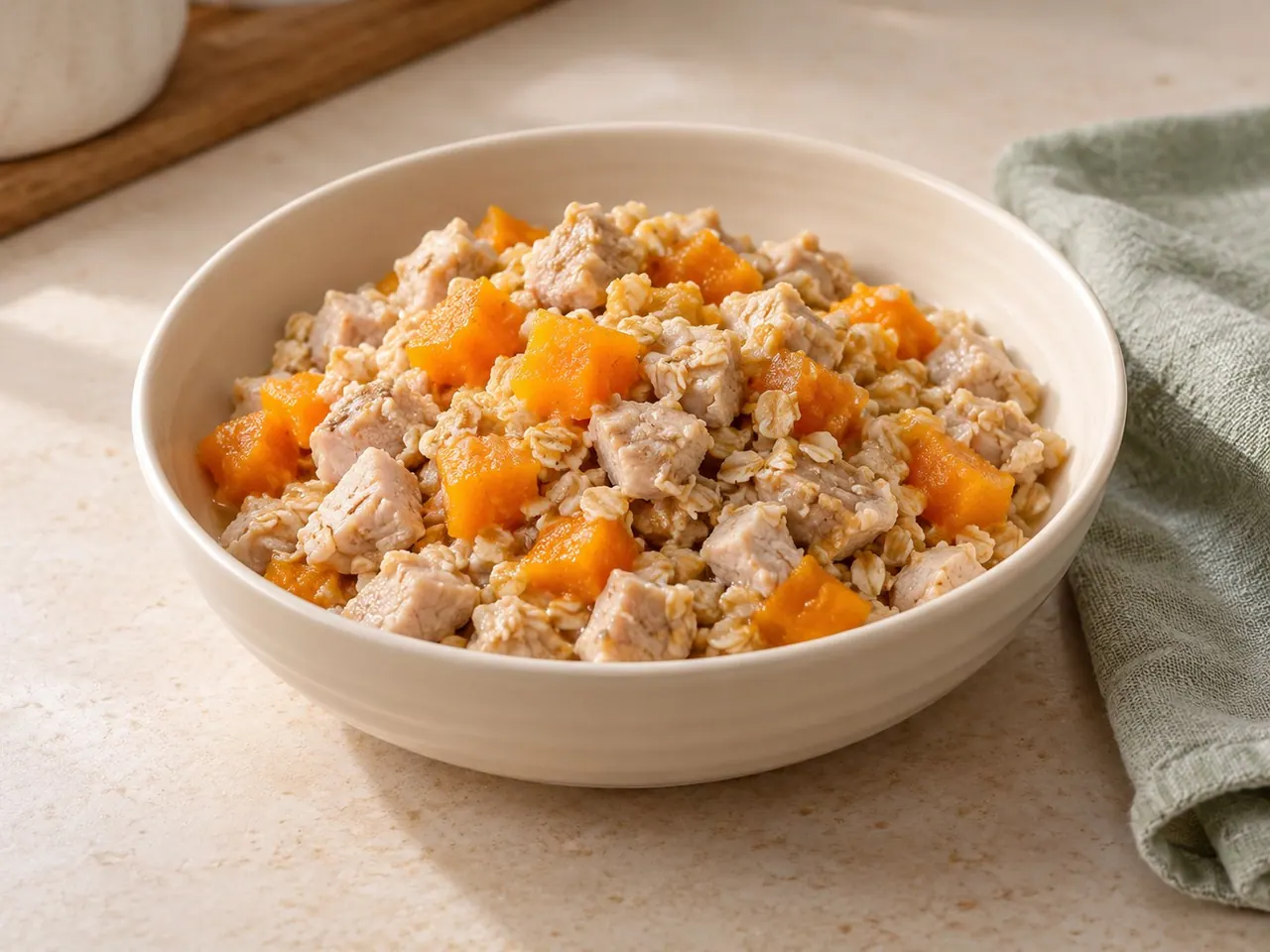 Imagen ilustrativa de pavo con avena y calabaza