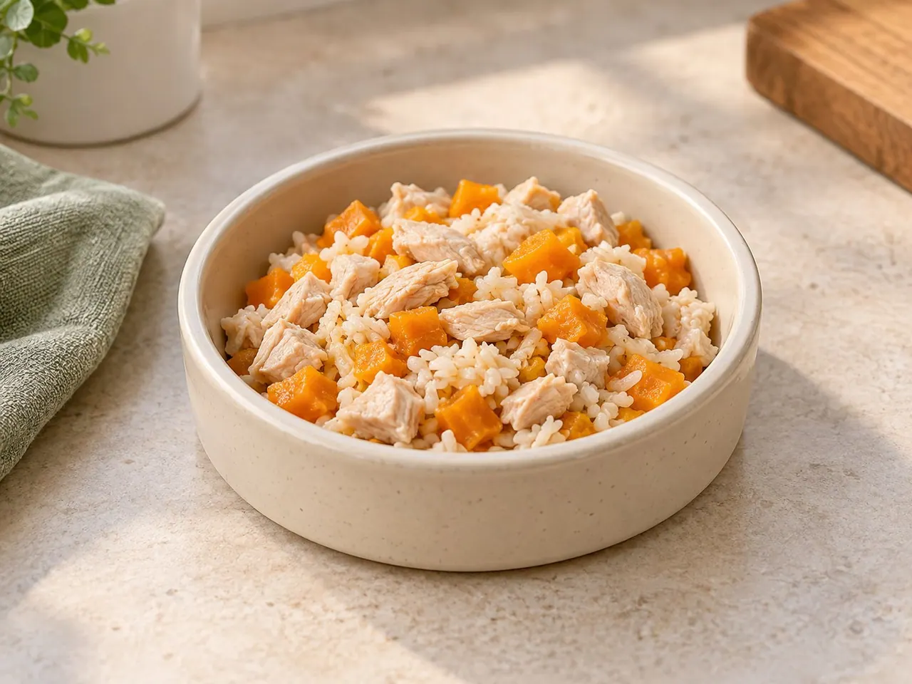 Imagen ilustrativa de pollo con arroz y calabaza