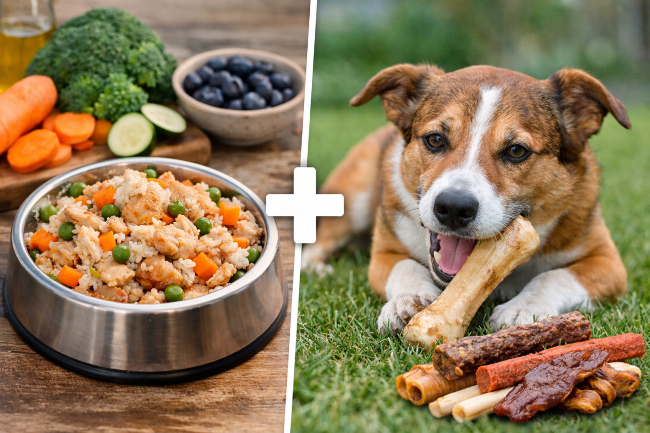 La importancia de combinar una dieta cocinada con huesos y snacks